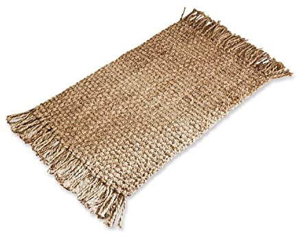 Loberon Fußmatte Moody, Handgewobene Qualität, mit Charmanten Fransen, grobes Geflecht, Wohntextilien, Wohn-Accessoire, Jute, braun