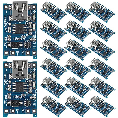 Dealikee 20pcs Mini USB Charging Module 5V Micro USB 1A for 18650 Lithium Battery Charging Board with Dual Protection