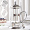 DUJUST Silver French Press Coffee Maker, Luxury Design Cafetiere 8 Cups, with 4-Level Filter System, High-Grade Glass for Hot & Cold Resistance, Include Long Size 304 Stainless Steel Spoon - 1L