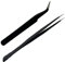 ZTXPRO 2 PCS Nail Art Tweezers, Straight and Curved Tip Tweezers Rhinestone Stickers Picker Pointed Tweezers for Craft, Makeup Tools - Black (PROUK104ECO)