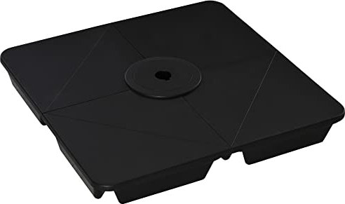 Outsunny Pied de Parasol carré Poids de Supports pour Parasol avec 4 plaques PP - A remplir d'eau ou de Sable jusqu'à 80 kg - 89 x 89 x 11 cm Noir