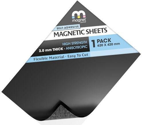 The Magnet Shop Extra Starke Magnetfolie, Selbstklebender und Magnet für die Herstellung von Schildern, für Autobahnfahrzeuge geeignet (Schwarz, 61 x 42 cm Rolle [2,0 mm anisotrope Stärke])