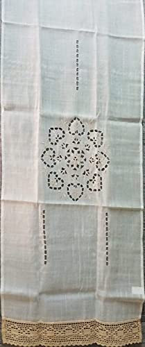 Corredocasa Coppia Tendine in Misto Lino con Ricamo ad Intaglio Elegante Raffinate per Casa, Soggiorno per un'Atmosfera Accogliente Made in Italy Unico e Decorativo(Panna ricamo beige, 60x150 cm)