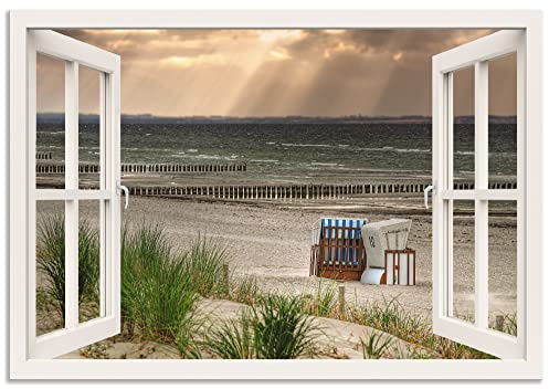 ARTland Wanddeko Wandbild Alu Verbundplatte für Innen & Outdoor Bild 130x90 cm Landschaften Fensterblick T6AM