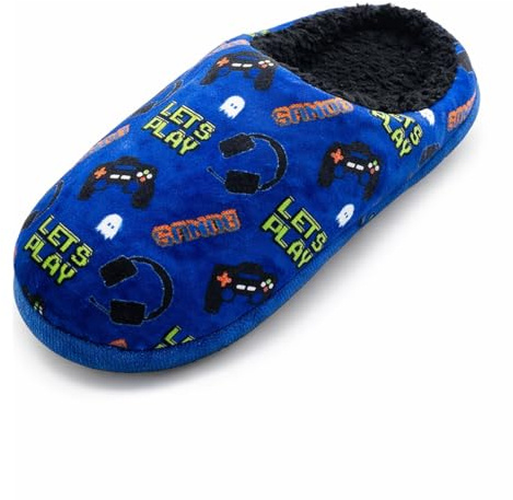 GladRags Boys Gaming Gamer Slipper Mule Blue Size 11-5
