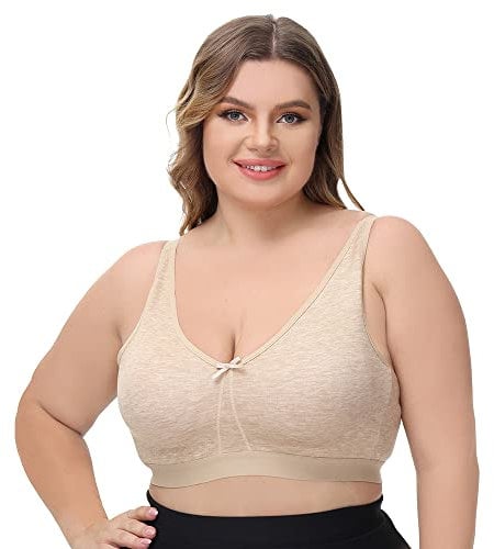 Ayigedu UK Women's Plus Size Bra Full Coverage Non-Wired Non-Padded Minimizer Cotton Bra 40A