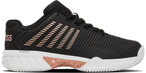 K-Swiss Damen Hypercourt Express 2 Sport Shoe, Schwarz/Weiß/Rose Gold, 39.5 EU