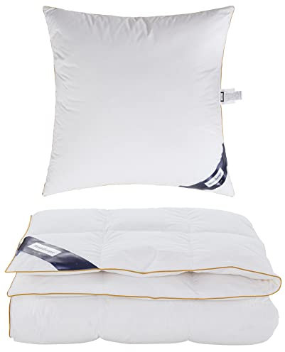 Heidelberger Bettwaren Bettdecke Ganzjahresdecke 135x200 cm Daunendecke, 100% Gänsedaunen mit Kissen 80x80 cm | atmungsaktiv, hautfreundlich, allergikergeeignet, hygienisch | Serie Polar