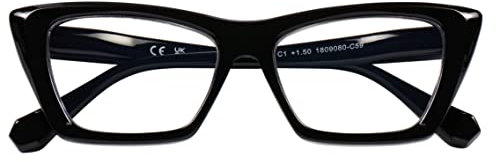DOOViC Cateye Lesebrille Damen Schwarz Blaulichtfilter Computerbrille mit Stärke 3,5