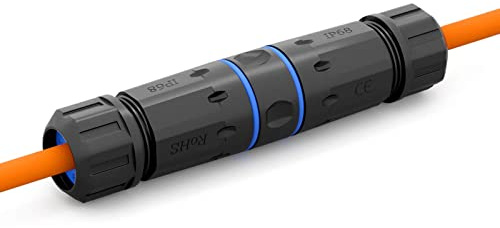 hb-digital 1 x Câble de raccordement RJ45 CAT. 7, extérieur, IP68, étanche, coupleur Ethernet, câble réseau, adaptateur, extension LAN, prise RJ45 (8P8C) STP AWG26-22, extérieur, noir