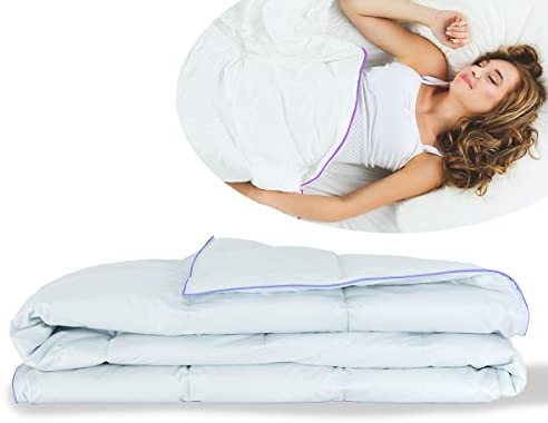 QUQON® Luxus Daunendecke Premium | 135x220cm Leicht 230g | 100% Feinste Daunen Klasse 1 | tierschutzzertifiziert | für Allergiker geeignet | Geringes Gewicht und hervorragendes Klima