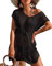 Rayson Mujer Vestido de Playa Ganchillo Bikini Cover up con Cuello en V Cubrir Blusa Camisolas Traje de Baño Vestido Punto Hueco(Negro)