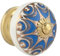 Rasiya Art Ceramic Navy Blue Gold Drawer Knobs - Indian Vintage Countryside Hand Painted Ceramic Knobs for Chest of Drawers Cupboad Cabinet Furniture Doors Boho Decorative Pull Handles - Pack of 4