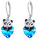 Panda Ohrringe 925 Sterling Silber Panda Herz Ohrringe Hängend Damen Kinder Ohrringe Kristall Ohrhänger Schmuck für Mädchen Ehefrau Freundin Tochter Weihnachts Geschenk