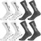 Apricitie 4 Paare Fußball Socken, Sportsocken Fußball Anti Rutsch Grip Fußball Socken, 39-46 Sportsocken für Herren Damen Fussball Basketball Laufen(Weiß, Grau)