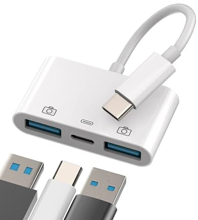 USB-C to USB A Adapter Charger OTG Cable 3in1 for Apple IPhone15 Pro Max Plus For IPad Pro Air4/5 Mini6 Macbook Type C Charging Port Converter Thunderbolt Charge Dongle Mouse Flash Drive Accessories