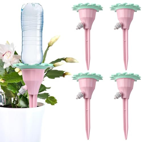 4 Pezzi Irrigazione Goccia Automatica,Annaffiatoio Automatico,Irrigatore Automatico per Vasi, Irrigatore Automatico per Balcone, Interni ed Esterni - Ideale per Vacanze (16,8 x 8,9 cm)