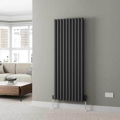 RADIANT LIVING 1600 x 600mm Designer Radiator Anthracite Vertical Radiators Oval Tube Column Double Panel Central Heating Rad