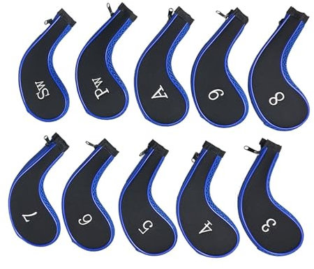 10Pcs Golf Iron Head Cover Tessuto Mesh Golf Club Headcover Impermeabile Golf Putter Cover Set Fit Most Brand Golf Iron Long Neck Protettivo Case Cover