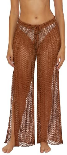 BECCA Damen Golden Split Leg Pants, Casual, High Side Slits, Sheer, Beach Cover Ups for Women Badebekleidung, Bronze, Small