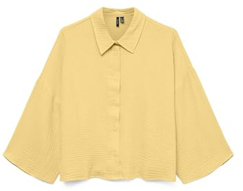 Vmnatali Crop Shirt WVN Ga Noos, Yellow (Pale Banana), XS