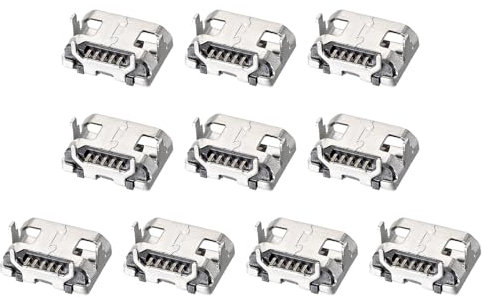 DMiotech 10Pcs Connecteur de Prise Femelle Micro USB 5 Broches Adaptateur de Prises Jack 180 Degrés 1A 30V Ensemble Connecteurs Jack pour Soudure Téléphones Réparation de Prises USB