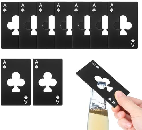 sourcing map 10Pcs Ace of Clubs Bottle Opener, Stainless Steel Credit Card Size Beer Bottle Opener for Wallet Pocket, Can Cap Openers for Wedding Party Bridal Shower Present, Black
