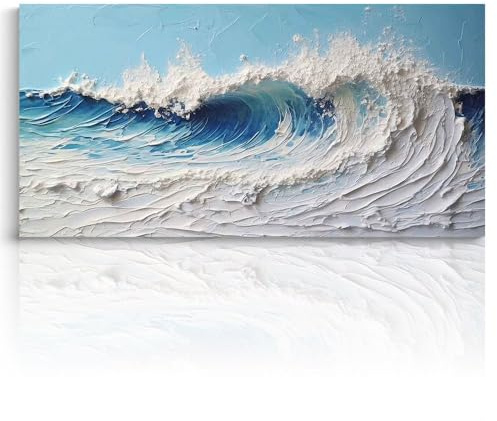 Fchen art Handgemaltes 3D-Ölgemälde mit Ozean-Handtextur, Abstraktes Blaues Meer, Impressionistische Kunst, Wohnzimmer-Dekoration, Wanddekoration, Gemälde, Ozean-Landschaftsmalerei