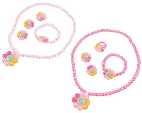 WESIEVYA 2 Sätze Halskette-Set für kinder kindergeschenke Kinder Modeschmuck Cartoon Halskette Kinderanzug Perlenarmband für Kinder perlenschmuck Perlenkette Blumenschmuck Plastik