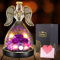JUOIFIP 3pcs Rosa Stabilizzata Vera Regalo Donna, Rosa Eterna con Angelo di Vetro, Angelo Regali Donna Mamma Natale Originali, Idee Regalo San Valentino Festa della Mamma,Viola