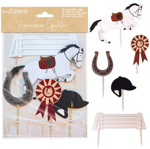 ScrapCooking - Cake Toppers Reiten - Dekoration für Kuchen & Cupcakes aus Papier - Pferd, Hufeisen, Hindernis - Deko Geburtstag - 4947
