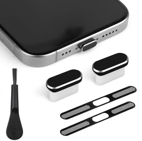 Gosknor 5pcs USB C Dust Plug for iPhone 15/16 Series, Includes Type-C Port Plug & Speaker Dust Cover & Charging Port Cleaning Brush, Phone Anti-Dust Protector Cap Accessories for All USB C Devices