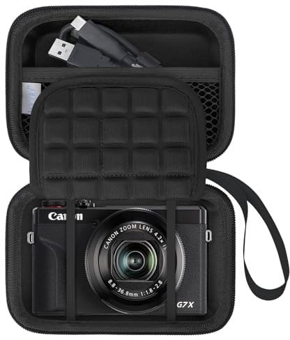 Lacdo Kamera Tragetasche für Canon PowerShot G7 X Mark III/PowerShot G7 X Mark II 4K Vlogging Camera, Point und Shoot Vlogging Kameratasche Tragetasche für USB Kabel, Batterien, Schwarz+Schwarz