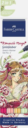 FABER-CASTELL - Goldfaber Sketch Marker Set Romantic Manga, 4 Farben | Alkoholmarker mit Brush- und Fineliner-Spitze für Manga und Illustrationen