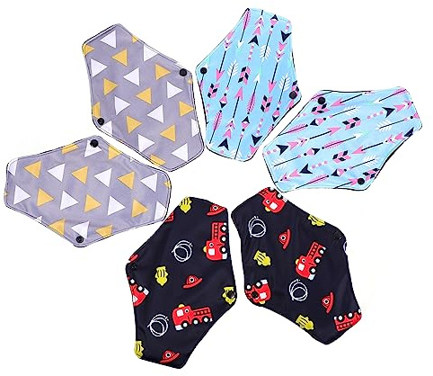 COLLBATH 6stücke Wiederverwendbare Stoffbinden Sanfte Saugfähige Menstruationspads Aus Bambuskohle Für Damen Für Reisen Sport Und Täglichen Gebrauch