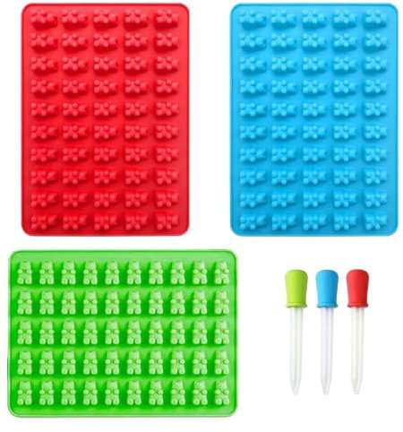 3 Pièces Moules à Bonbons Moules à Bonbons en Silicone Moule Chocolats avec 3 Compte-Gouttes pour Faire Gelée Chocolat Bonbon Biscuit Savon