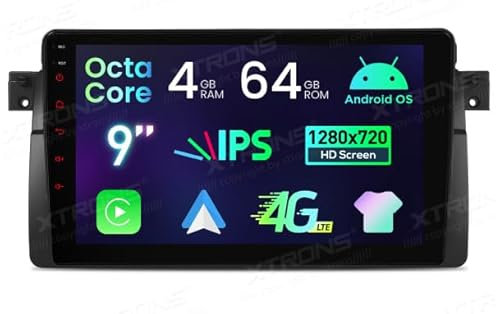 XTRONS IDP9046B Radio de coche para BMW E46, navegador GPS Android 14, Wi-Fi 4G, Carplay, 64 GB, pantalla táctil