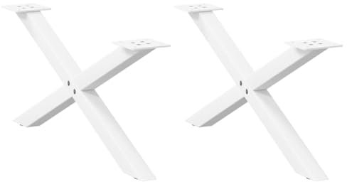 WSJHUHK Möbel, Tischzubehör, Tischbeine, Couchtischbeine, X-Form, 2 Stück, weiß, 70 x (30–31) cm, Stahl