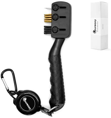 PUREASY 3-in-1 Golf Club Cleaner Brush Retractable with Grip & Clip