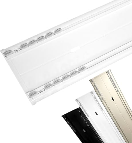 Gardinenschiene Ultra Dünn Aus Aluminium Stummen Vorhangschienen 2-läufig Deckenbefestigung Vorhangstange Für Schiebevorhang 1-10m(White,480cm)