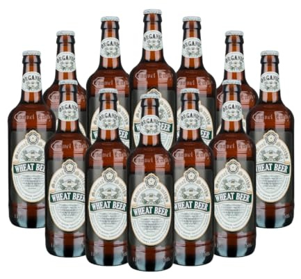 Samuel Smith's Organic Wheat Beer 550ml Bottles Case of 12 British Wheat Beer 5.0% ABV Certified Organic Ale Smooth Traditional Craft Beer