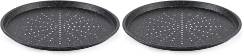 Salter Megastone Plaque à pizza antiadhésive - Plaque à pizza en acier au carbone, 11/29cm, base perforée pour une cuisson uniforme, facile à nettoyer, facile à nettoyer, légère, BW10690EU7