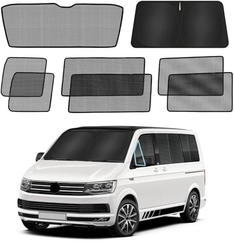 VW T6 (2015-2024) für Spezielle Sonnenschutzvorrichtungen für Seitenfenster, Netz-Sonnenschutz für Autofenster, atmungsaktiv, UV-Schutz und Wärmeisolierung (Side Door Curtain, 8pcs)