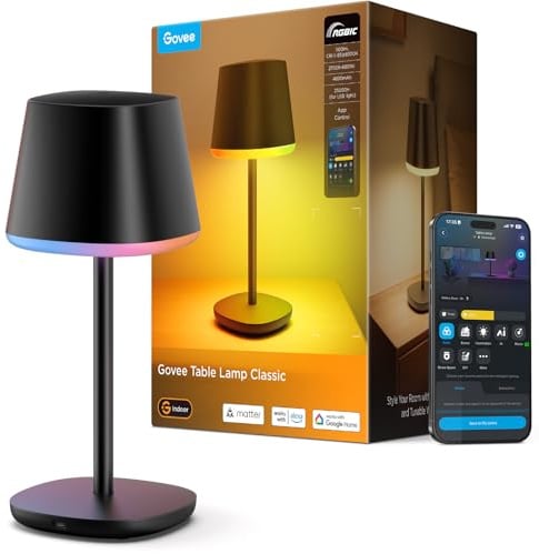Govee Table Lamp Classic, Smart Cordless Lamp with Rechargeable Battery