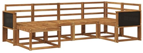 vidaXL Outdoor-Sofagarnitur 6 pcs Natur Massivholz Akazie, Garten-Sofa, modernes Outdoor-Komfort-Set, langlebige Sitzgarnitur für Entspannung und Terrasse
