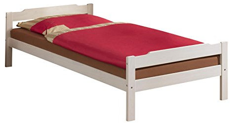 IDIMEX Massivholzbett Einzelbett Jugendbett Tagesbett Gästebett Bettgestell Moritz, Kiefer massiv, 90x200cm weiß lackiert