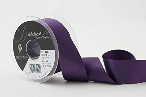 Berisfords Double FACE Poly Satin Ribbon, BlackBerry, 35 mm