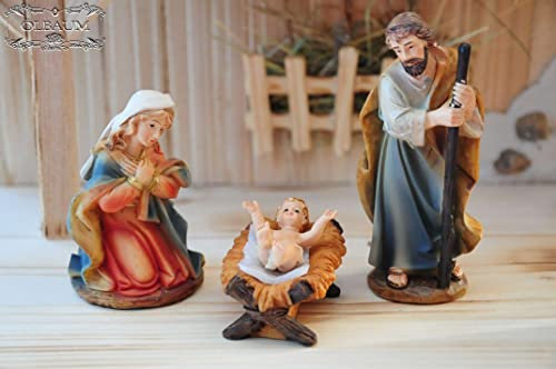 12 Figuren Krippenfiguren für viele Weihnachtskrippen 7 cm Maria Josef 3 Weise Jesus Engel Hirte Schaf Ochs Esel für Weihnachtskrippe Zubehör, BTV aus Holz, Krippenzubehör Krippen Krippe Krippenfigur