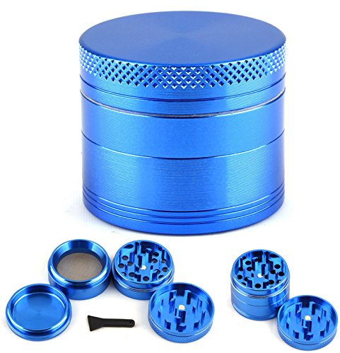 CellDeal Herb Grinder Mill Metal Aluminium Teeth Compact 40mm 4 Part Blue