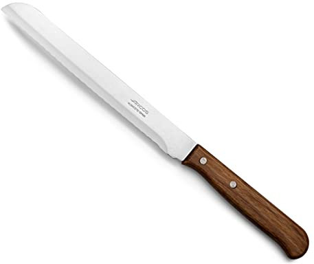 Arcos Cuchillo para pan con Hoja Acero Inoxidable Nitrum 170 mm. Obtenga una gran variedad cortes paraus alimentos. Cuchillo ideal para uso doméstico diario. Serie Latina. Color marrón.